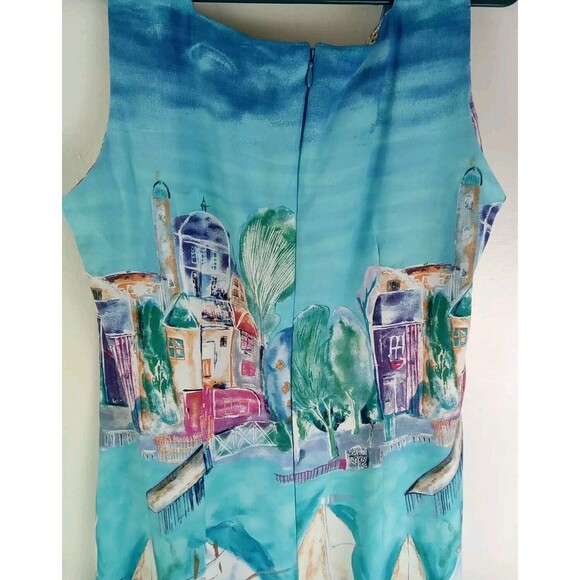 RJ Collection Chelsea Rousso Hawaiia Dress Size 10 Art to Wear Rayon Zip USA - Picture 7 of 9